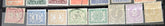 A collection of vintage postage stamps from the Netherlands colonies, featuring various designs and denominations.