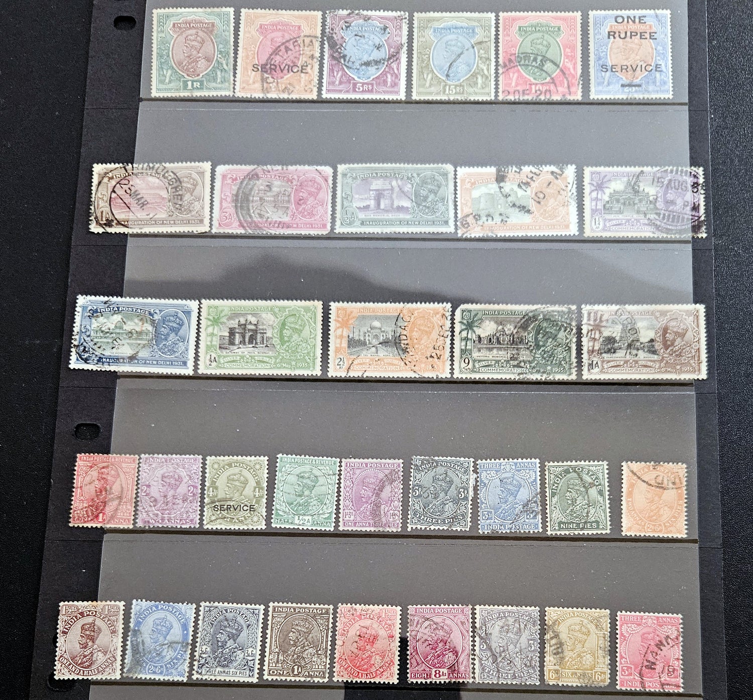 original British Raj era postage stamps featuring King George V