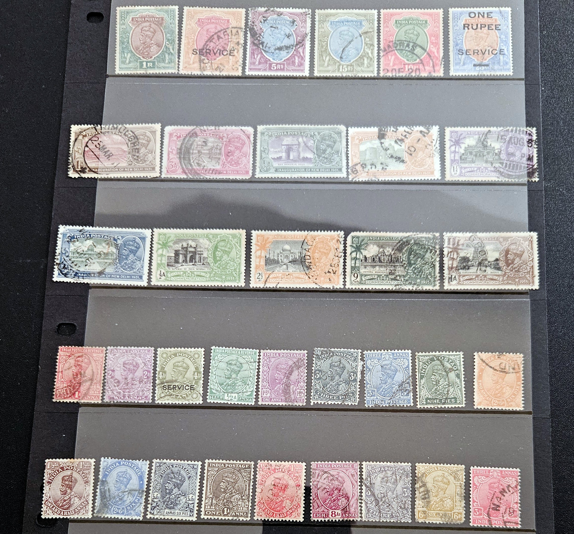original British Raj era postage stamps featuring King George V