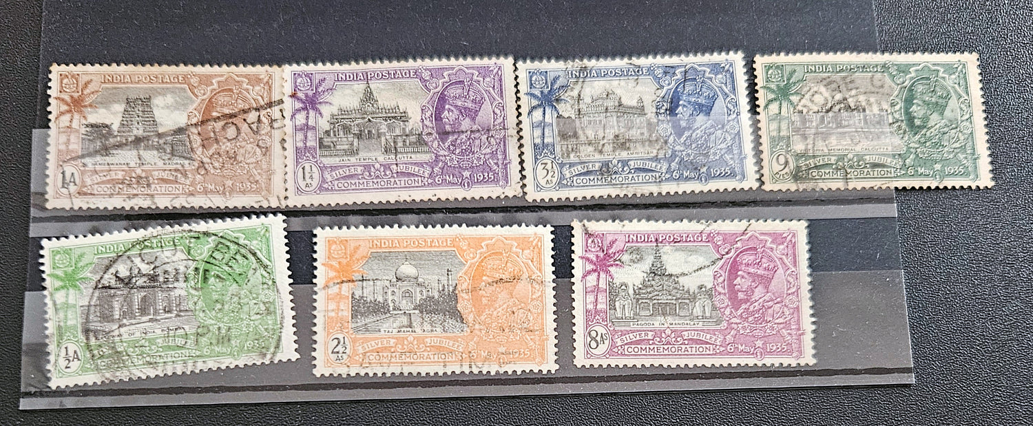 original British Raj era postage stamps featuring King George V