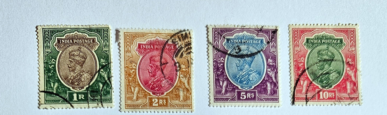 original British Raj era postage stamps featuring King George V