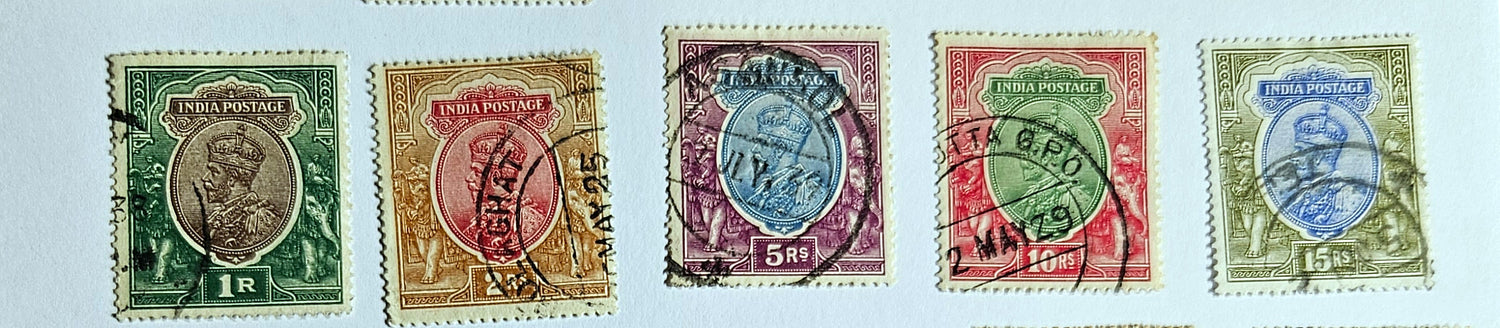 original British Raj era postage stamps featuring King George V