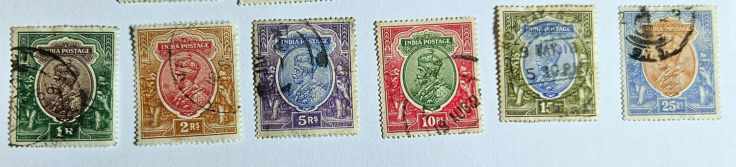 original British Raj era postage stamps featuring King George V