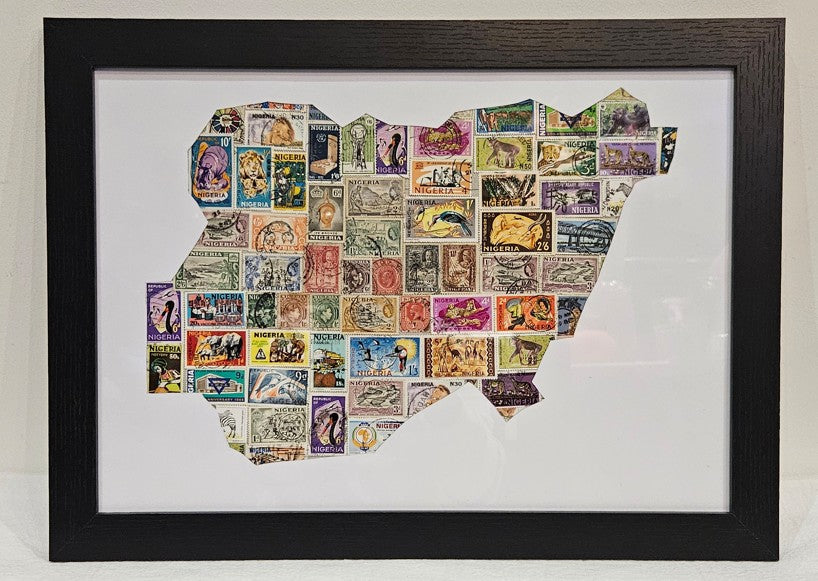 Unique art frame of nigeria stamps