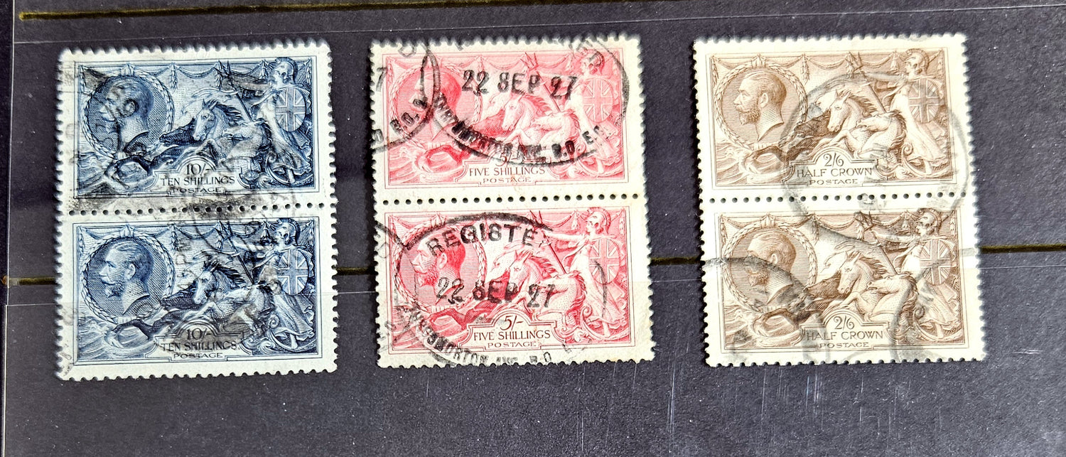 King George V Vintage stamps set of Seahorses Great Britain