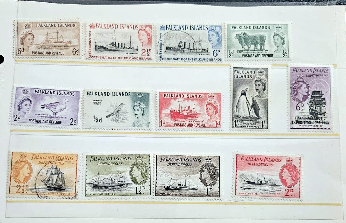 Vintage Falkland Islands stamps QV to QEII