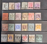 Collection of vintage stamps arranged in a collection holder.
