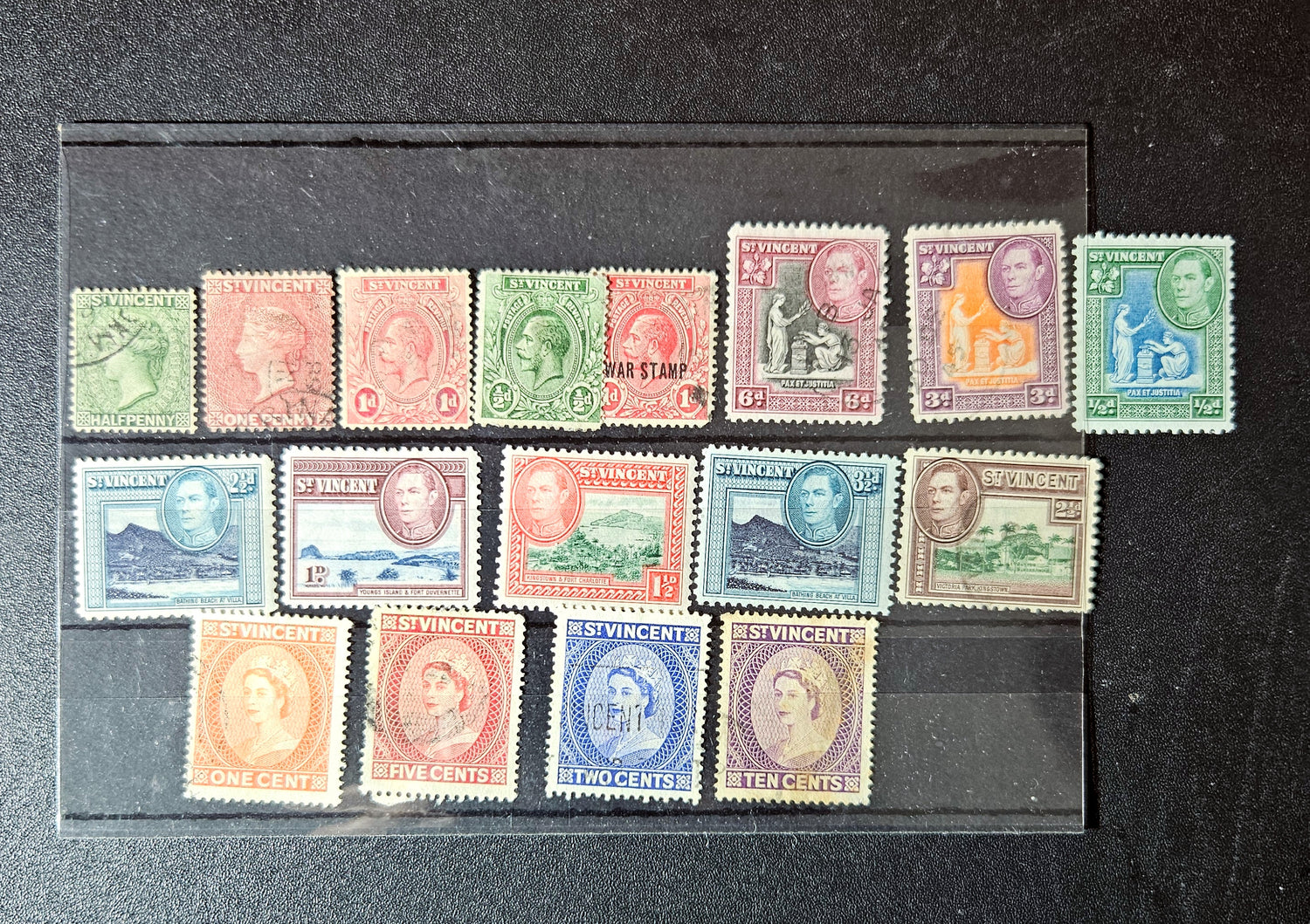 Collection of vintage Queen Victoria stamps from St vincent islands