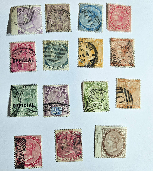 Vintage Jamaica Stamps Queen Victoria to Queen Elizabeth II