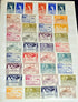 A sheet of collectible vintage postage stamps from South Africa, featuring various denominations and designs printed in multiple colors including blue, red, orange, pink, green, and purple.