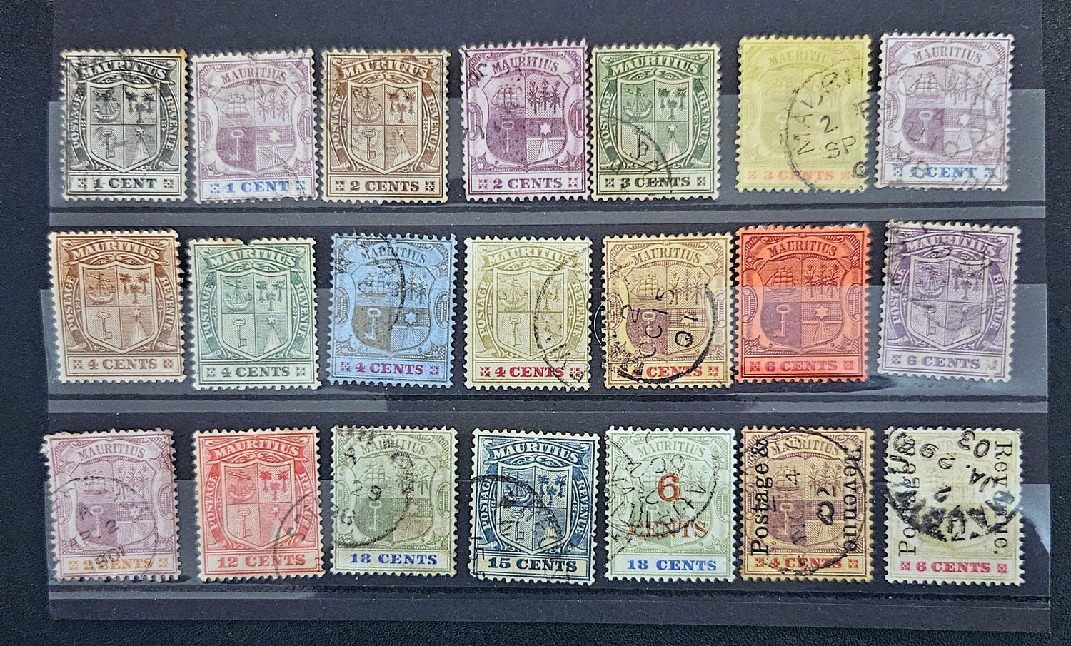 Vintage postage stamps from British commonwealth Mauritius
