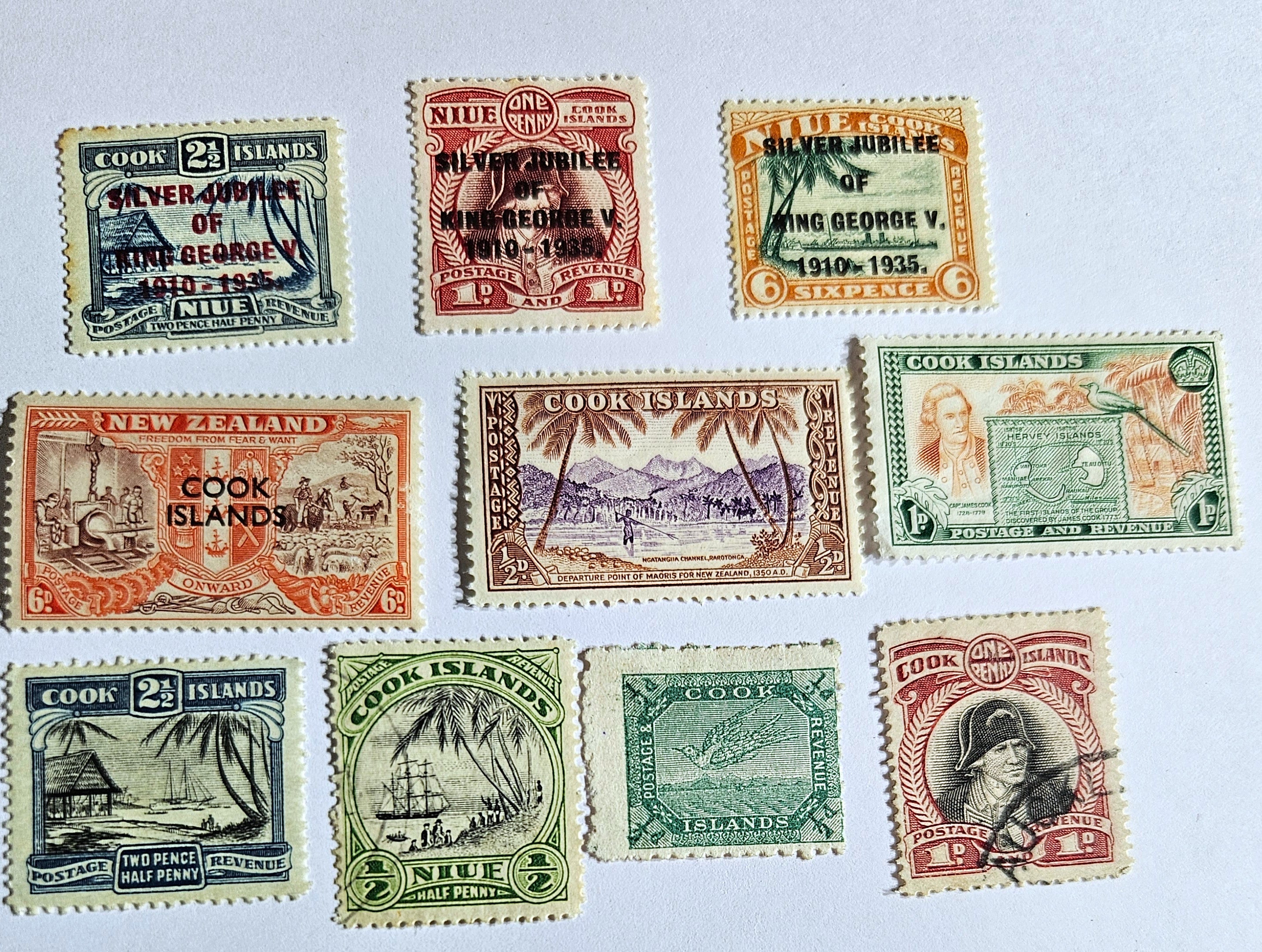 Vintage cook islands stamps