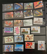 Collection of various postage stamps on a display sheet