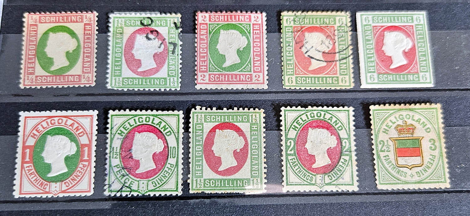 Vintage Heligoland stamps Queen Victoria