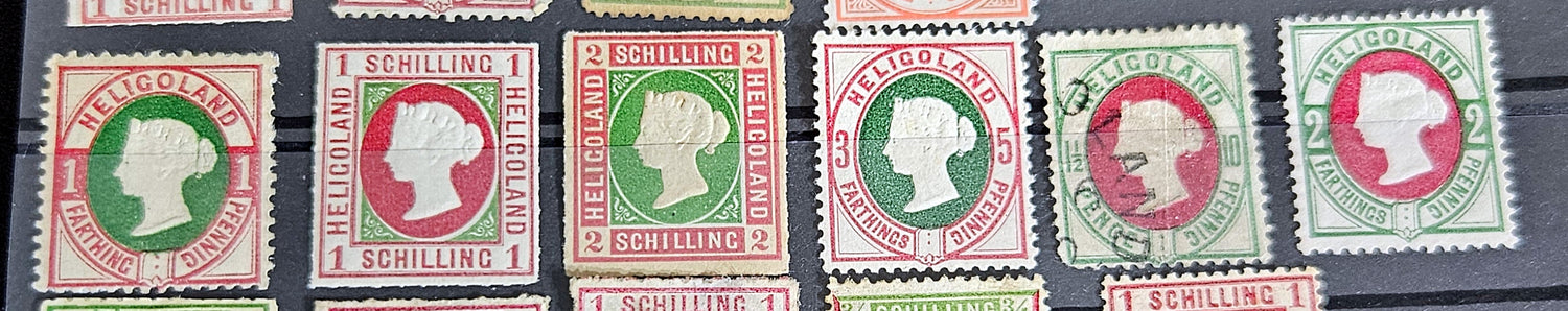 Vintage Heligoland stamps Queen Victoria