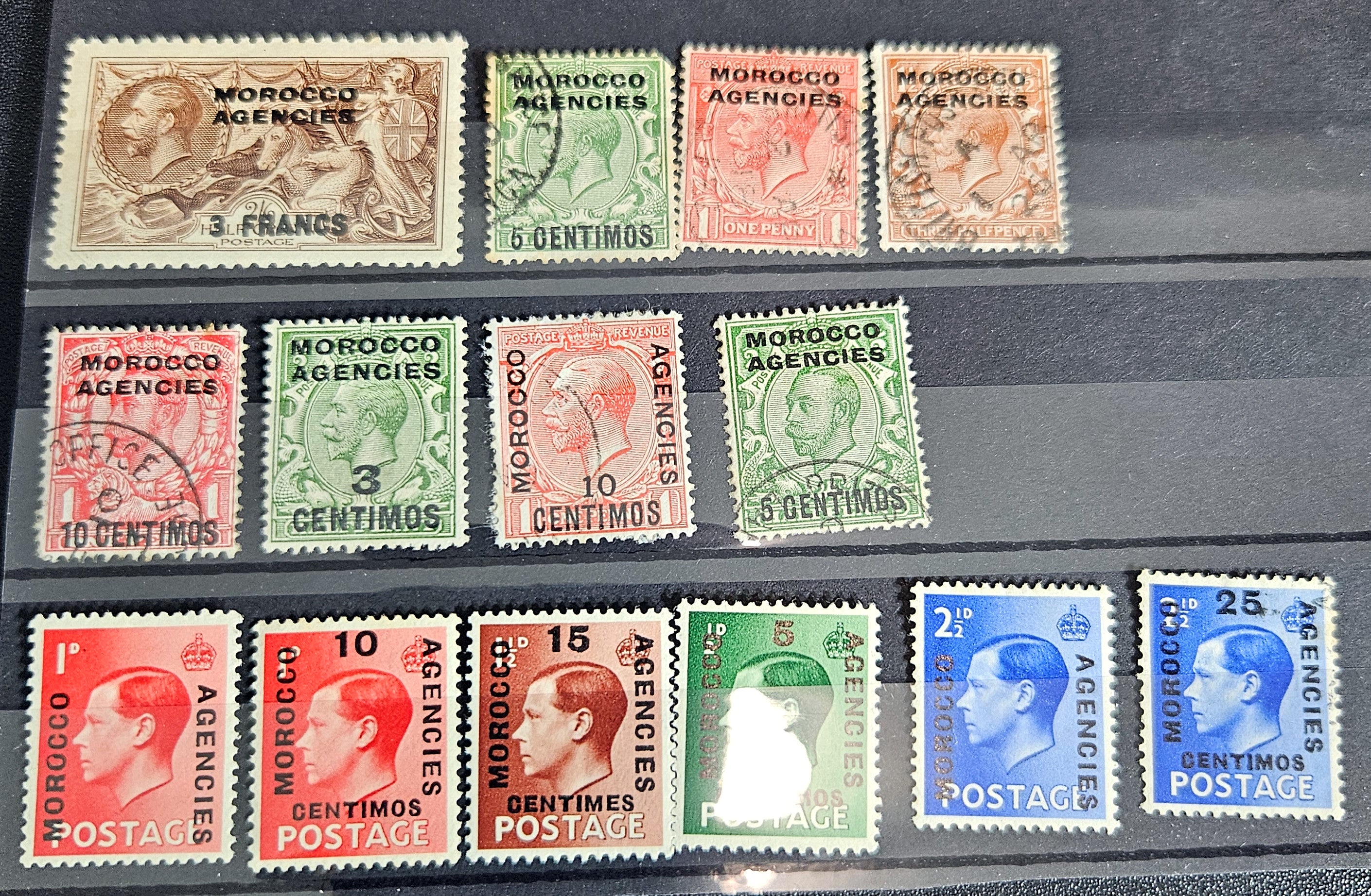Morocco Agencies overprinted on GB stamps