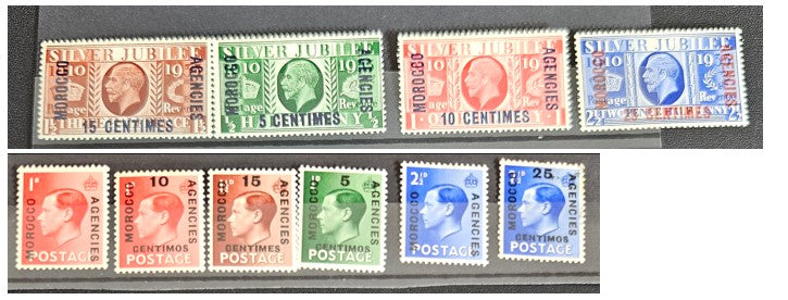 Morocco Agencies overprinted on GB stamps