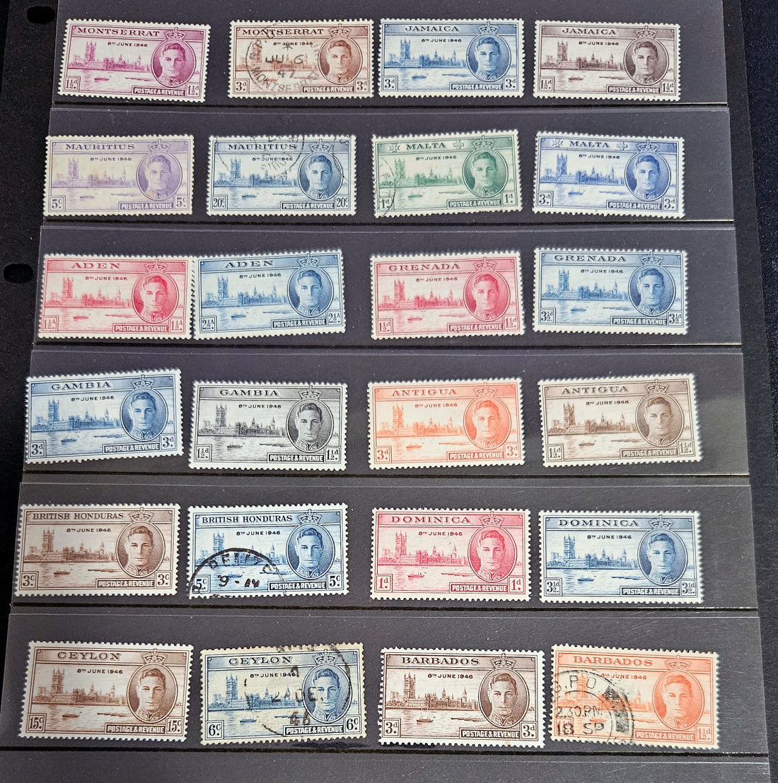 British commonwealth 1946 KG6 issues