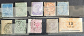 A collection of vintage postage stamps from Mauritius displayed in a row, featuring various designs and denominations.