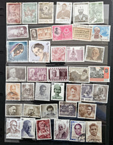 Genuine vintage postage stamps of famous people of India.