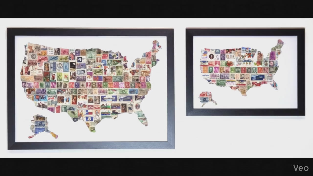 The Americana Collection: Framed Original Vintage USA Stamp Art