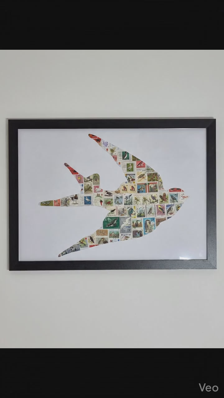 Birds stamp collage photo frame