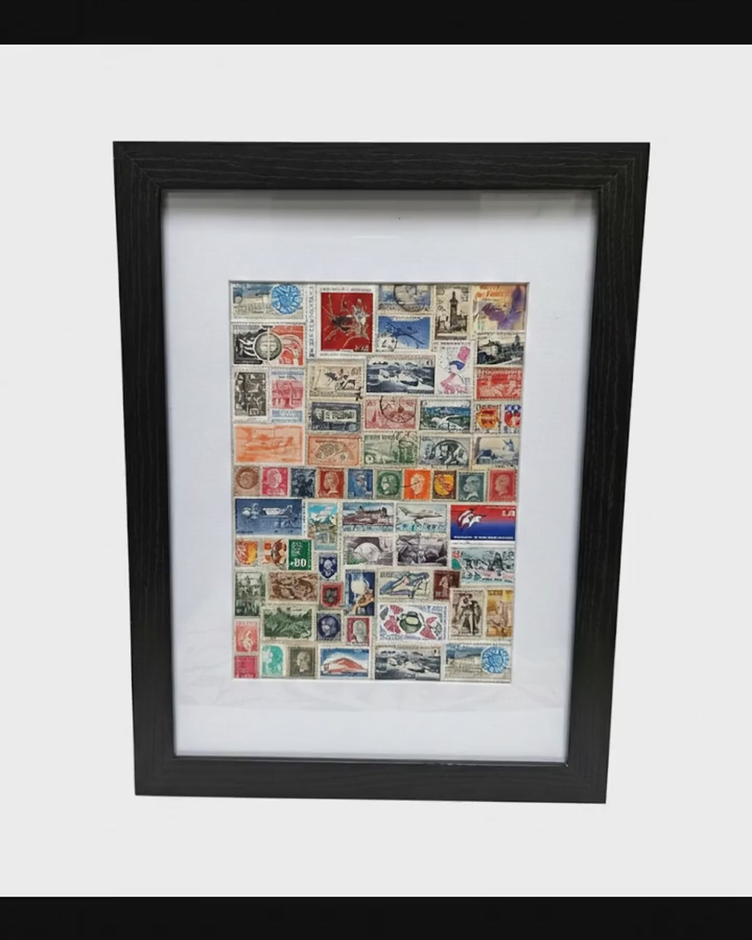 France Themed Vintage Stamp Collection in a photo frame