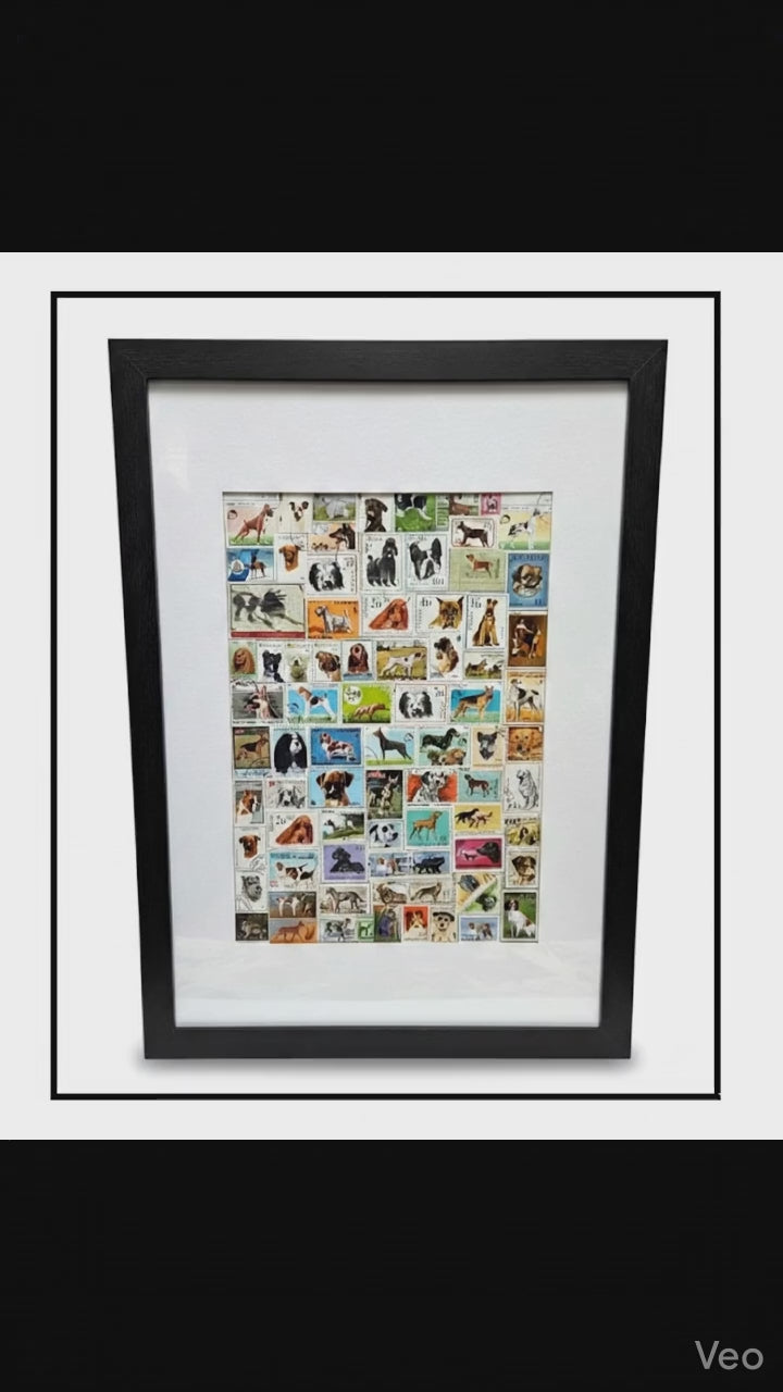 The Canine Collection: Framed Vintage Dog Stamp Art
