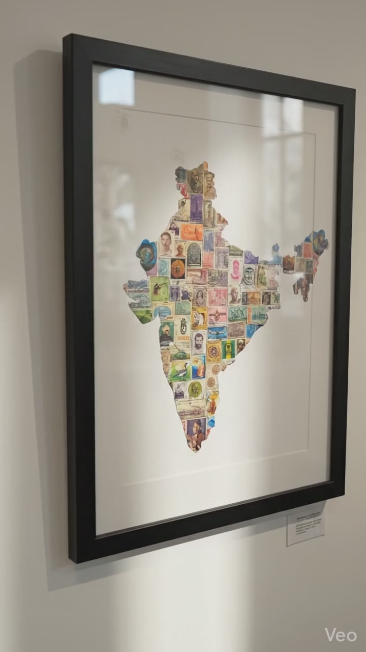 India postage stamp collage frame