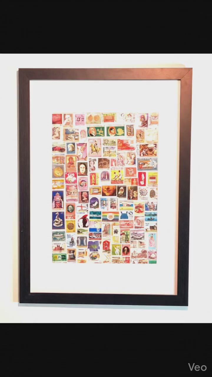 WW countries postage stamp collage frame