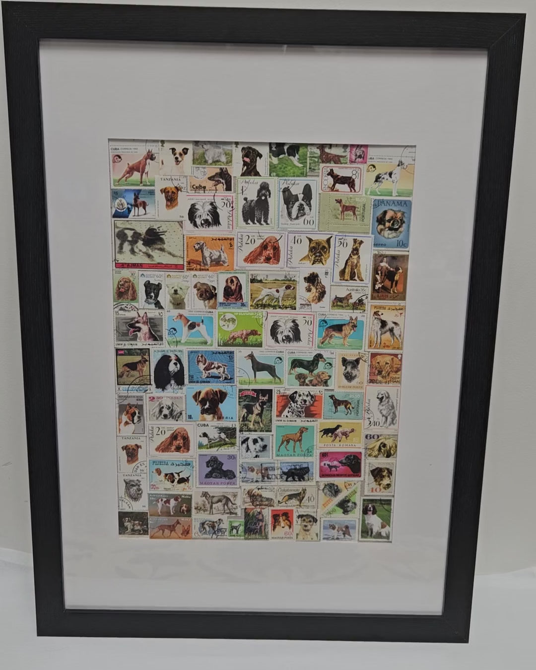 The Canine Collection: Framed Vintage Dog Stamp Art