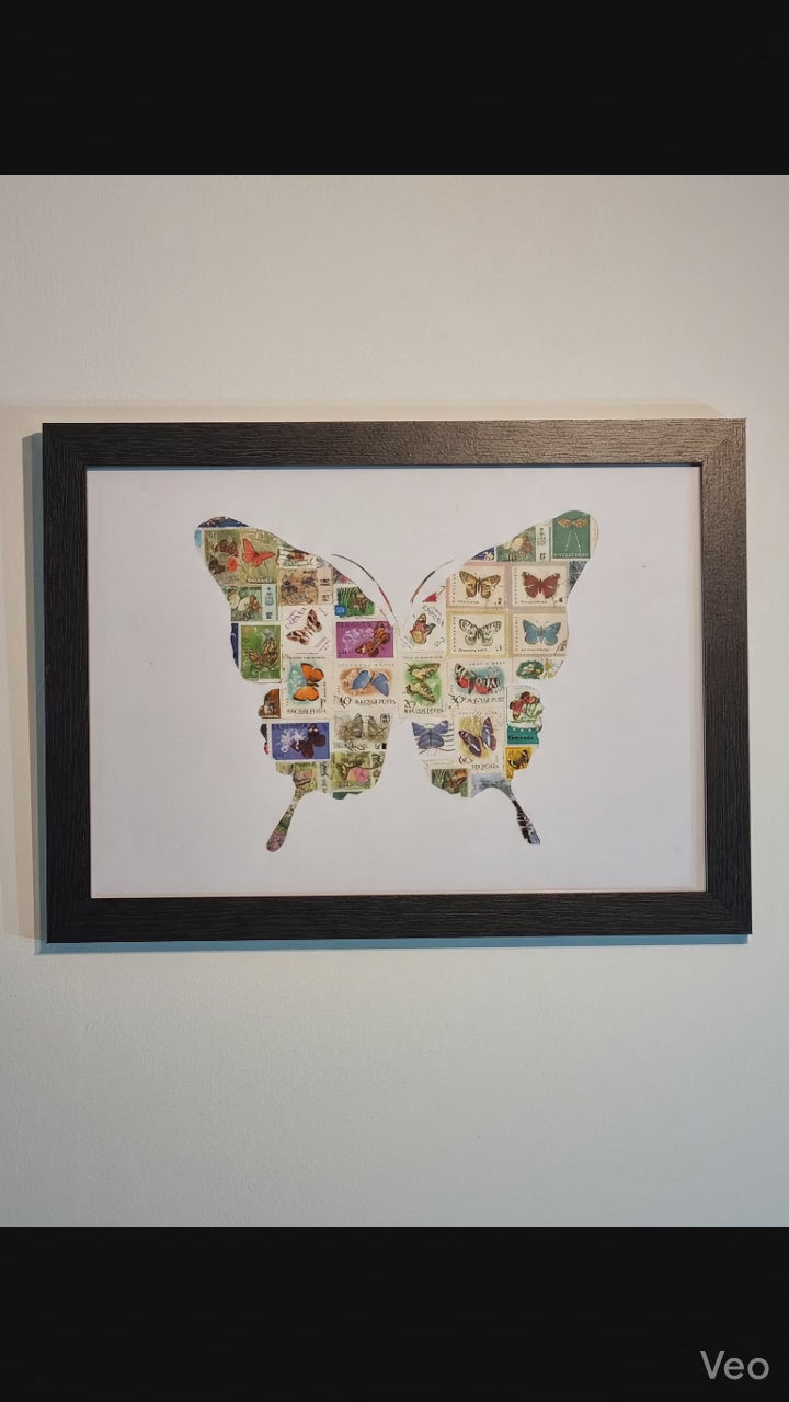 Butterfly stamp collage photo frame