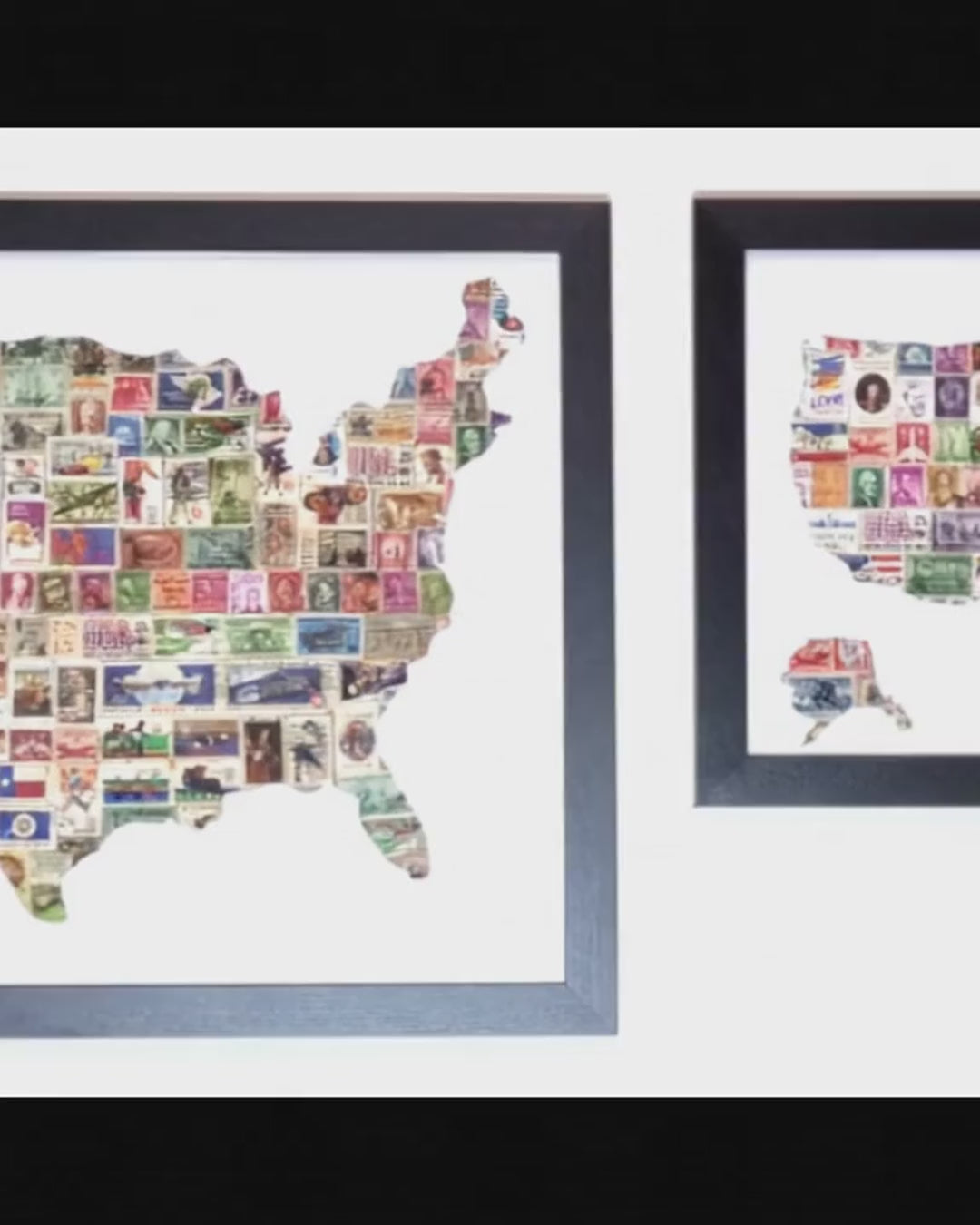 The Americana Collection: Framed Original Vintage USA Stamp Art