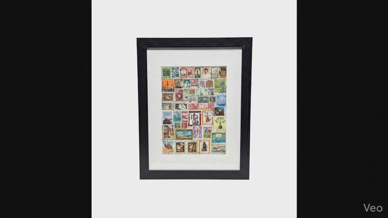 The Arab Nations Collection: Framed Original Vintage Stamp Art