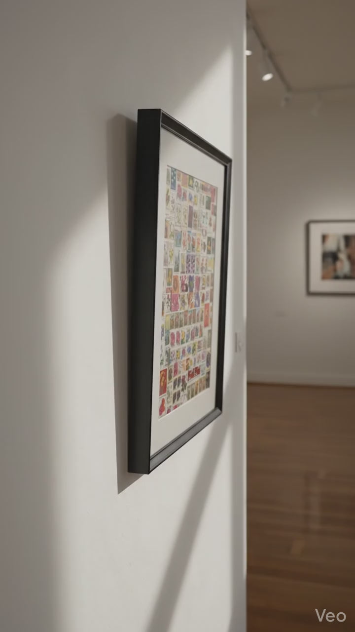 Flower postage stamp collage frame