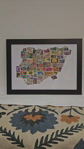 Unique art frame of nigeria stamps