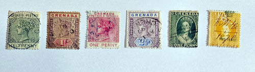 Vintage Grenada stamps QV to QEII