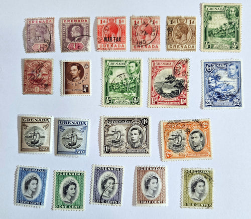 Vintage Grenada stamps QV to QEII