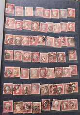 Original Penny Red and 2 Penny Blue GB postage stamps