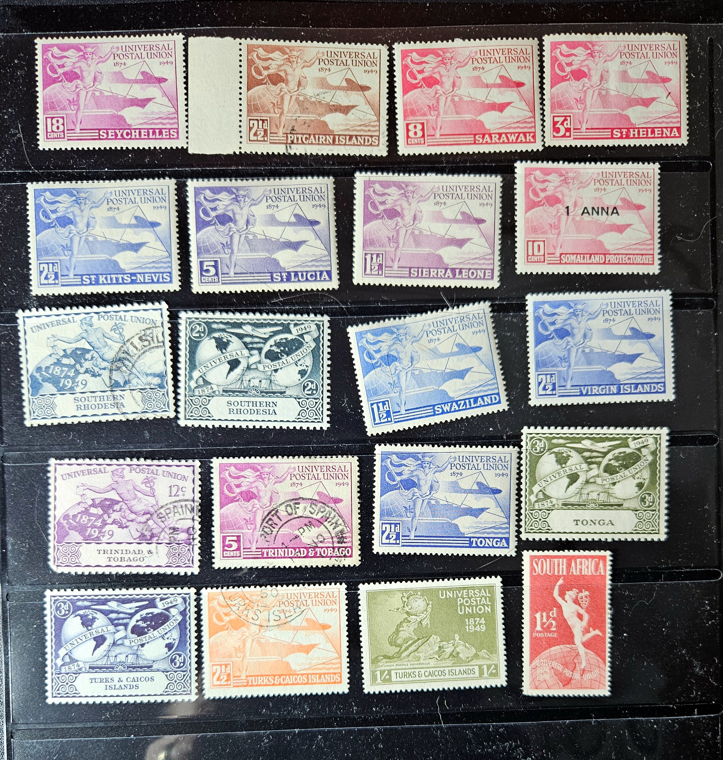 UPU 1949 issue from British Commonwealth states.