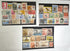 A display of various vintage Latin American postage stamps arranged in two rows on a black background.