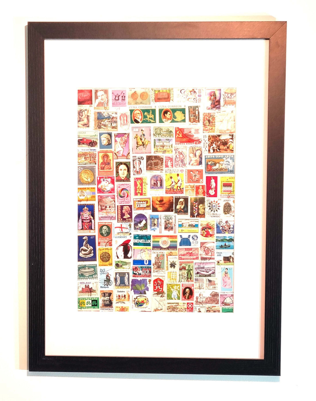 Unique gifts of World Wide issued stamp based art