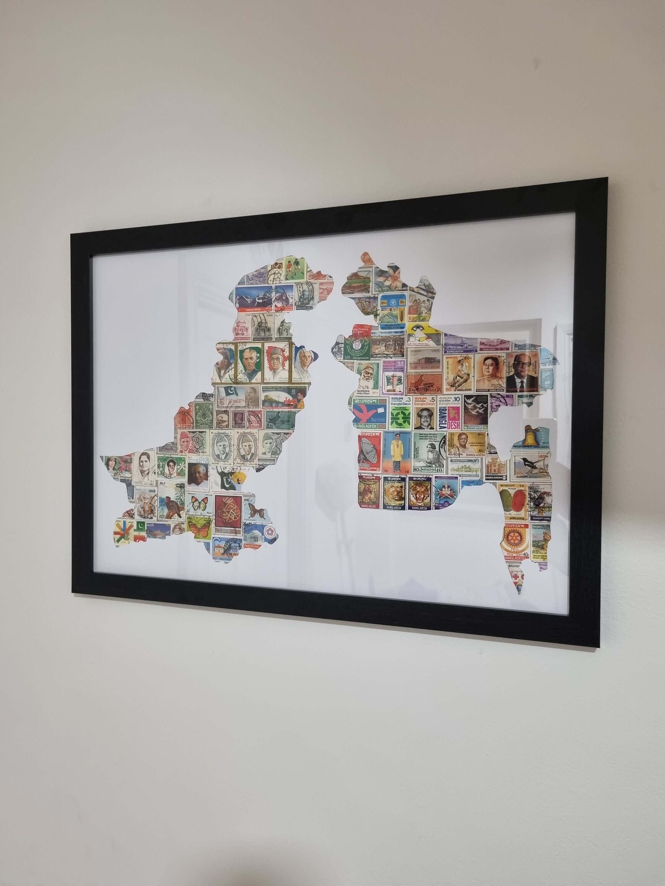  Unique gifts of Pakistan Bangladesh stamp based art