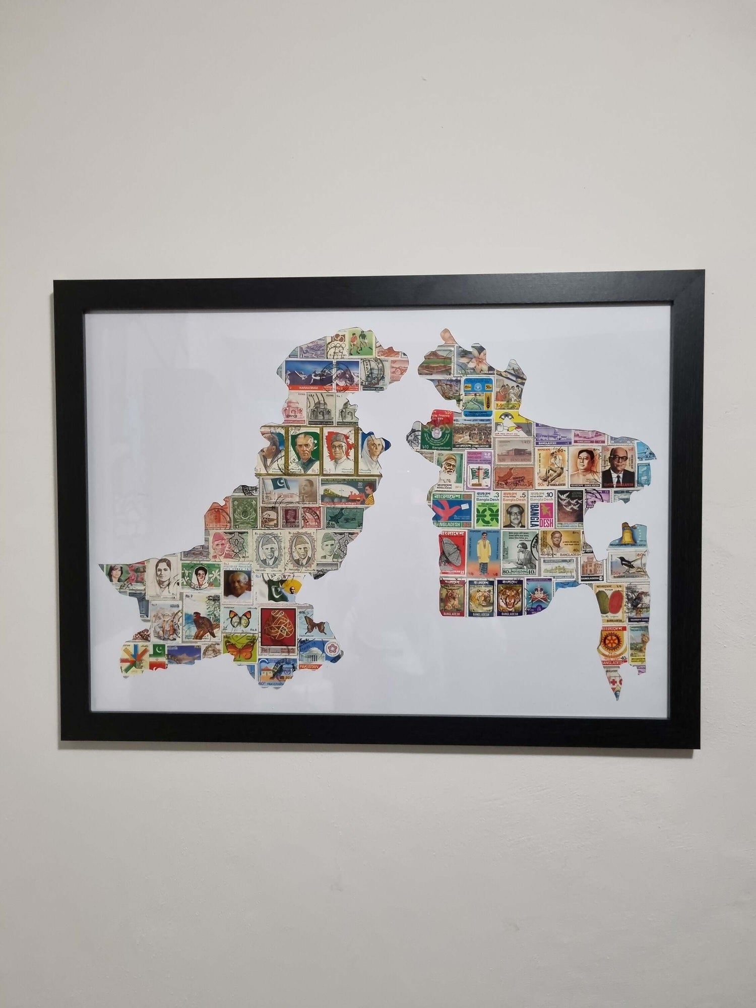  Unique gifts of Pakistan Bangladesh stamp based art