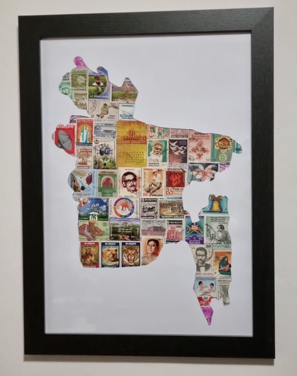 Unique gifts of Bangladesh stamp based art