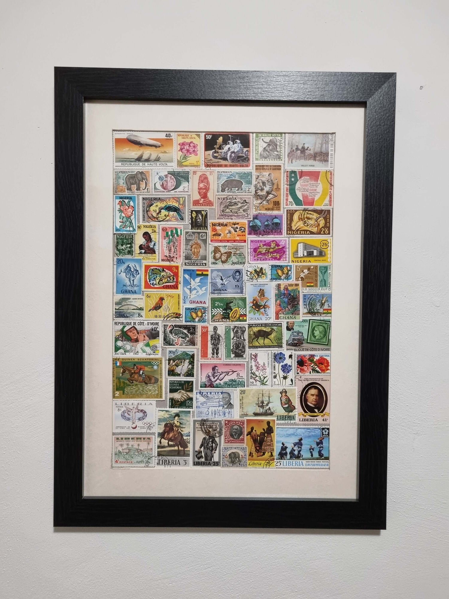 Unique gifts of West African countries stamp based art