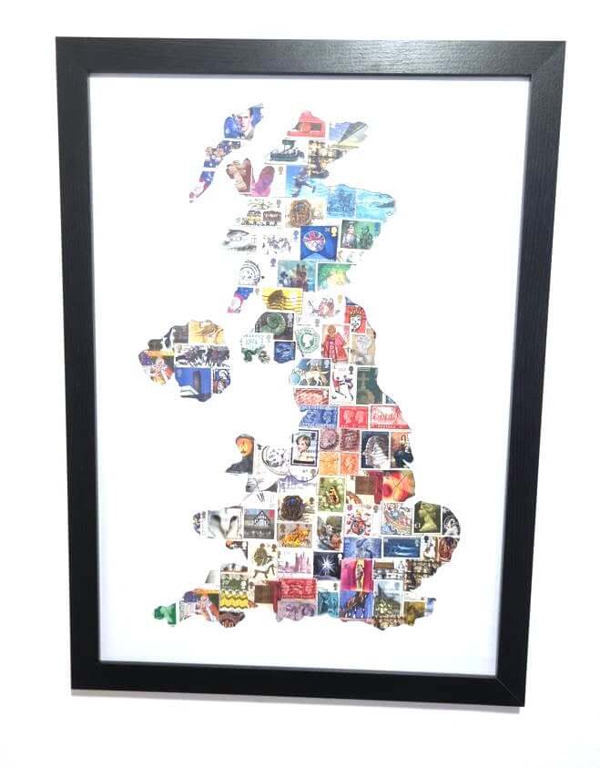 Unique gifts of Great Britain stamp based art