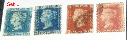 Original Penny Red and 2 Penny Blue GB postage stamps