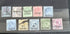 A collection of vintage postage stamps from the Levant, featuring various colors and designs, some with post marks.