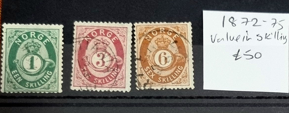 collection of vintage stamps from early Norway